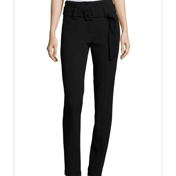 Theory Belted Cigarette Pants Women’s Size 0 Black Polyester Crepe - Picture 1 of 5